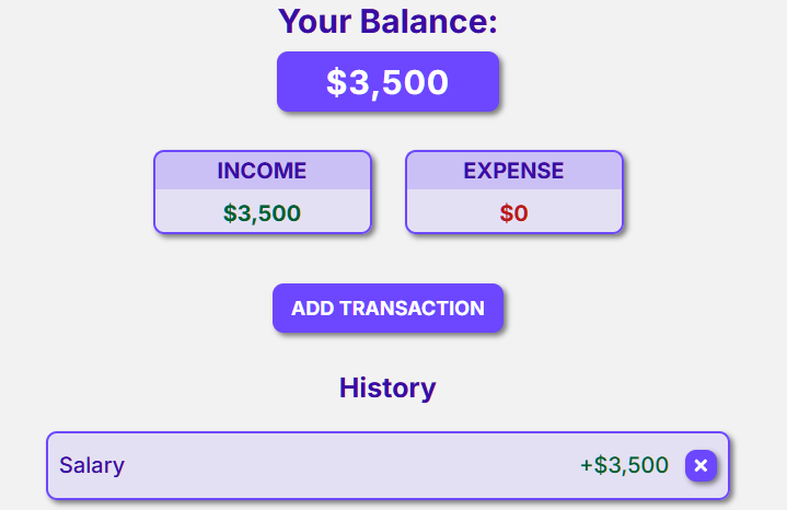 Expense Tracker - main page